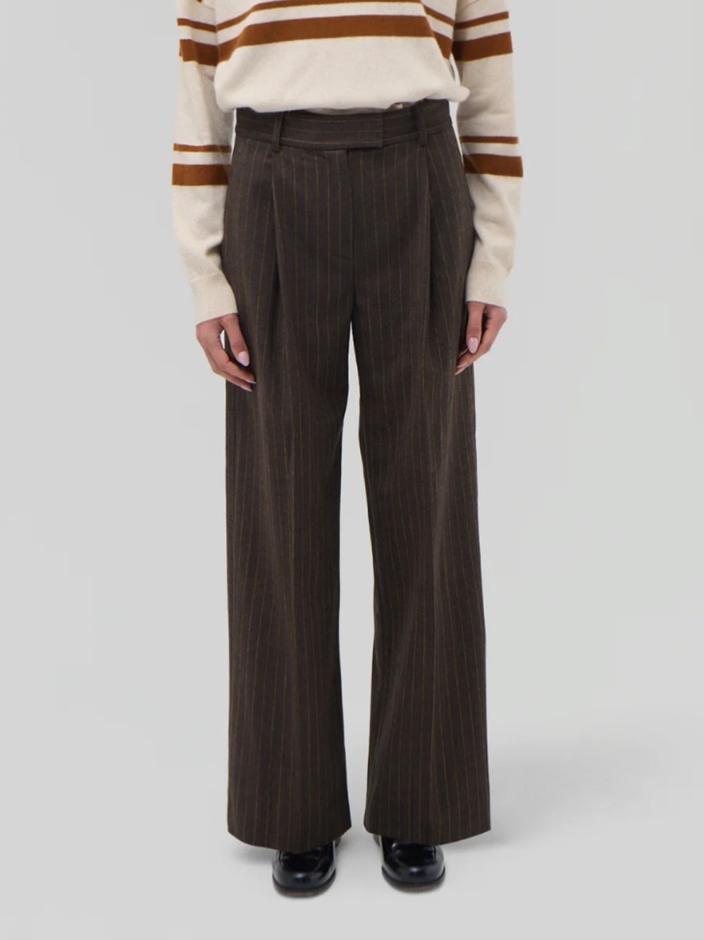 Renggli mocha brown pinstripe trousers